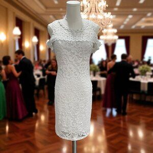 Ambiance White Lace Dress Womens Large Cocktail Party Wedding Guest Elegant